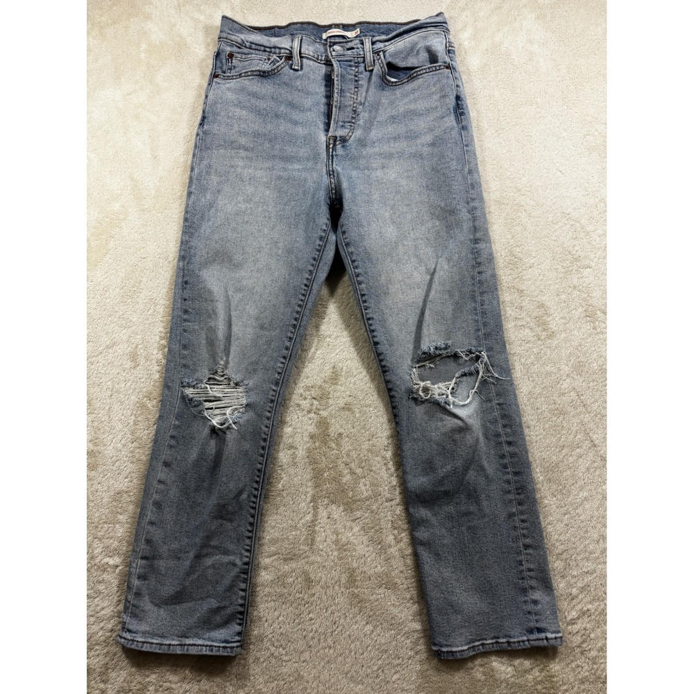 Levi's Womens Wedgie Straight Distressed Blue Denim Jeans 30 Meas: 30x27